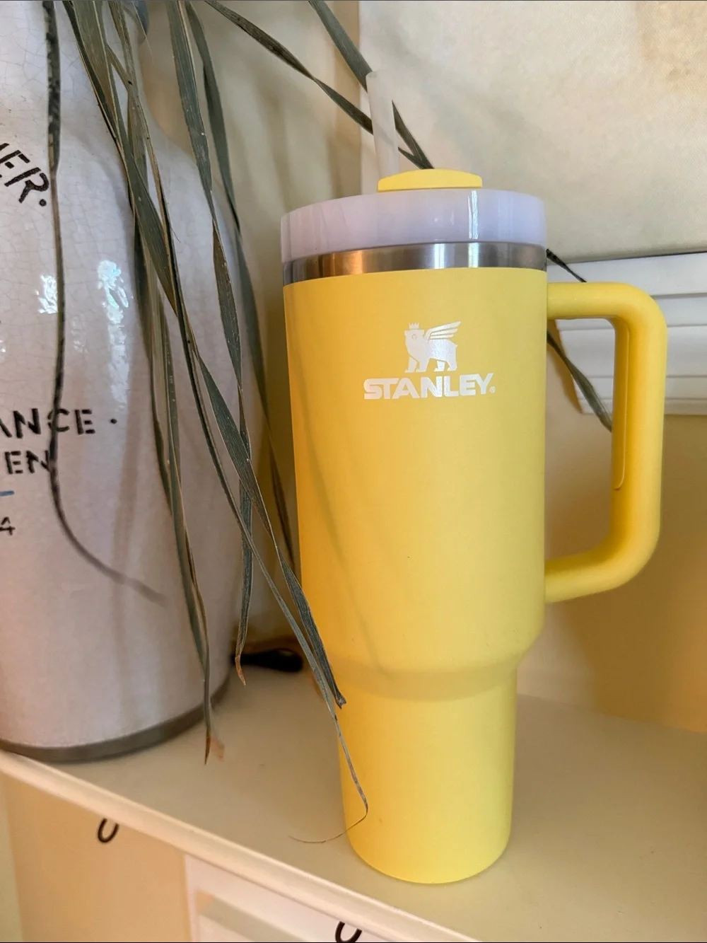 40oz. Stanley insulated cup, yellow, like new, used once